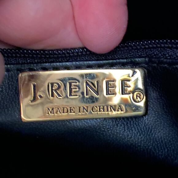 Vintage J Renee black snakeskin top handle purse classic 1980's hobo shoulderbag - Picture 6 of 8